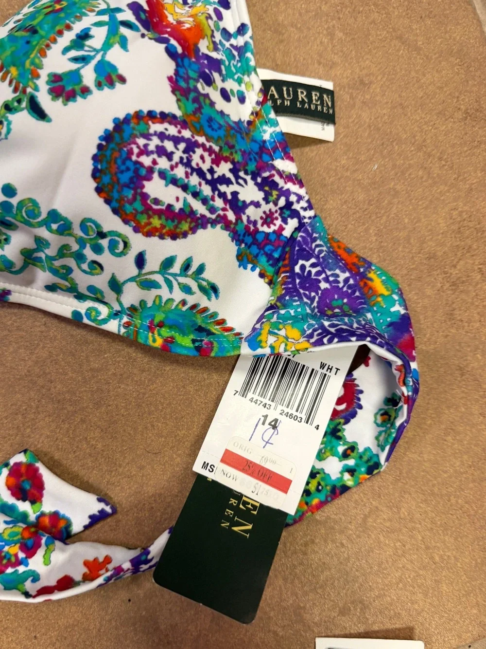 Ralph Lauren White/Turquoise Paisley Three-Piece Mix-Match Swimsuit Set